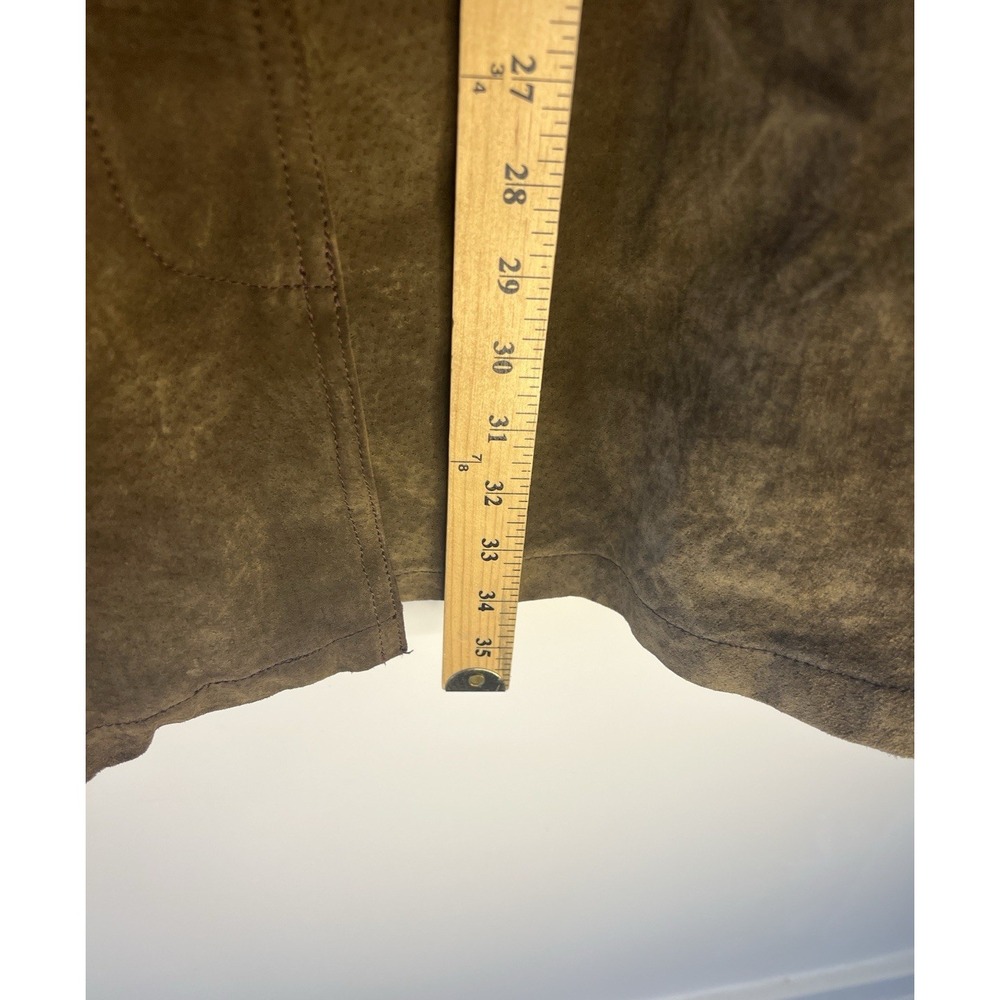 Vintage Foxrun Women M Genuine Wax Leather Suede Jacket Long Brown Faux Fur‎ - Picture 10 of 13
